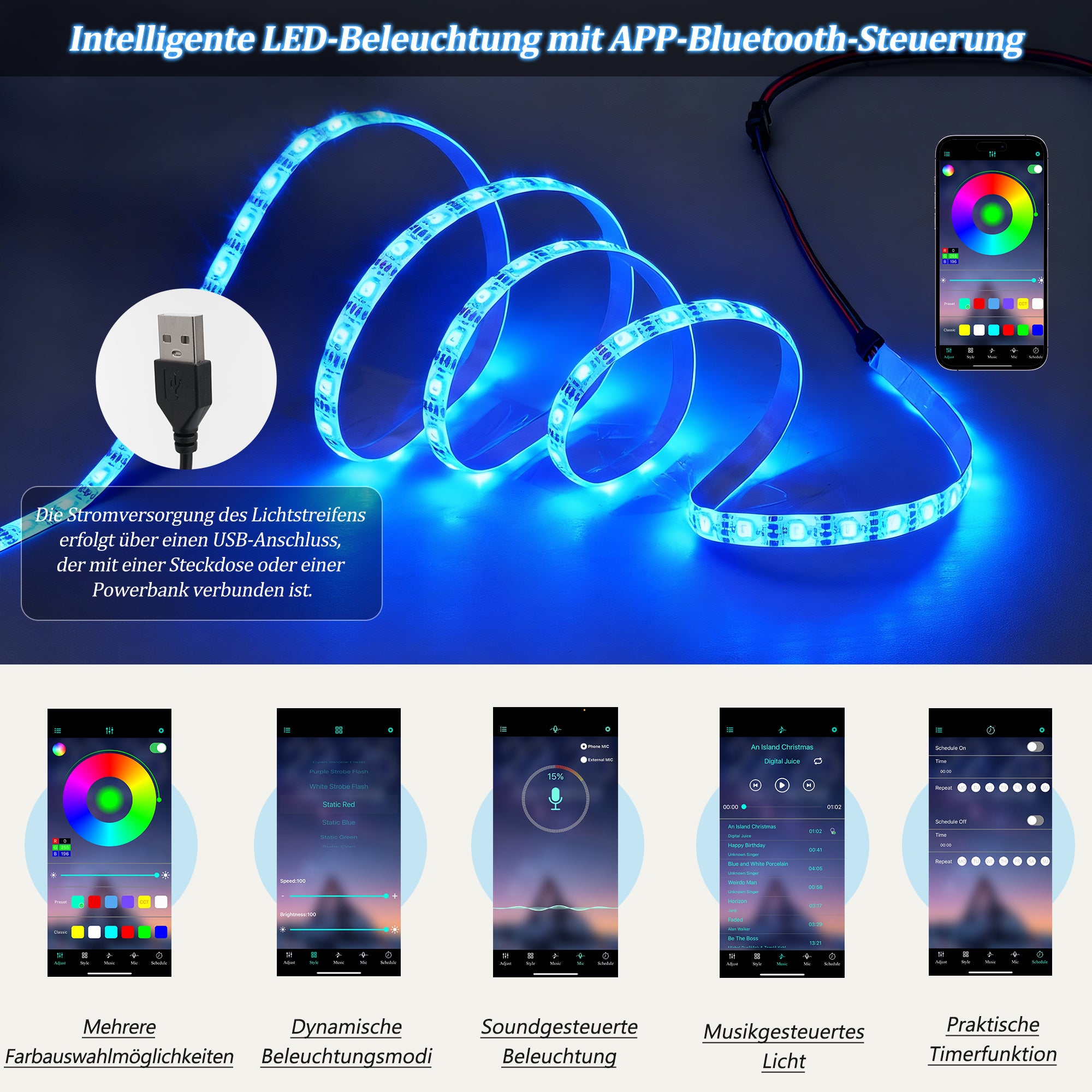 Vitrine avec 6 portes en verre et 3 tiroirs - 120 x 36 x 200 cm - LEDs - Panneaux de particules - Blanc - 10