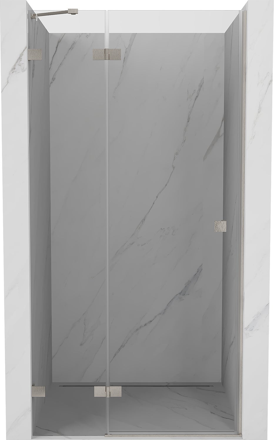 Mexen Lunar drzwi prysznicowe uchylne lewe 115 cm, transparent, nikiel szczotkowany - 834-115-000-97-00-L