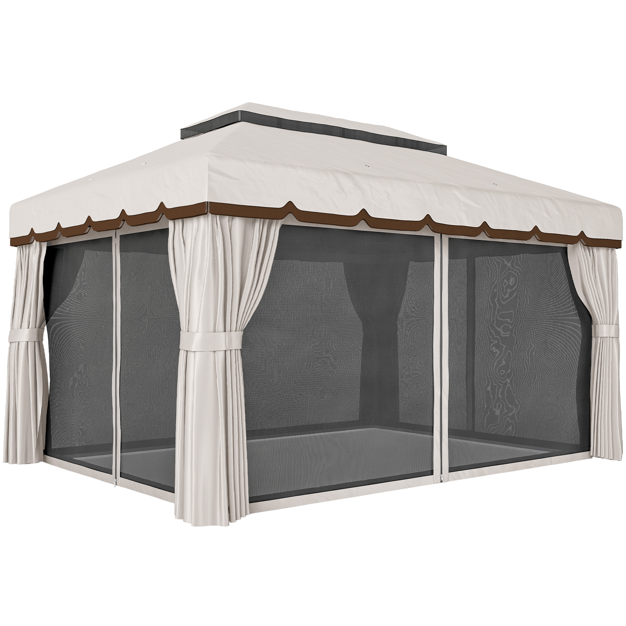 Outsunny  Cenador De Jardín Aluminio, Poliéster 390X290x270 Cm Crema Aluminio, Leroy Merlin