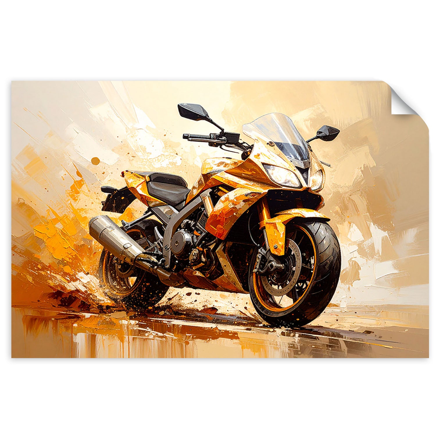 Naklejka na ścianę do salonu sypialni, Motocykl Ścigacz Sportowy 120x80