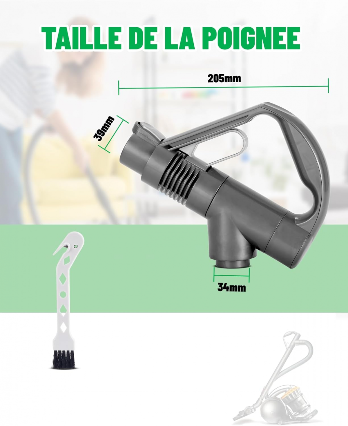 Poignée de rechange Dyson compatible DC19 DC29 DC33C DC37 DC52 – Accessoire robuste & simple à installer – Pièce détachée - 2
