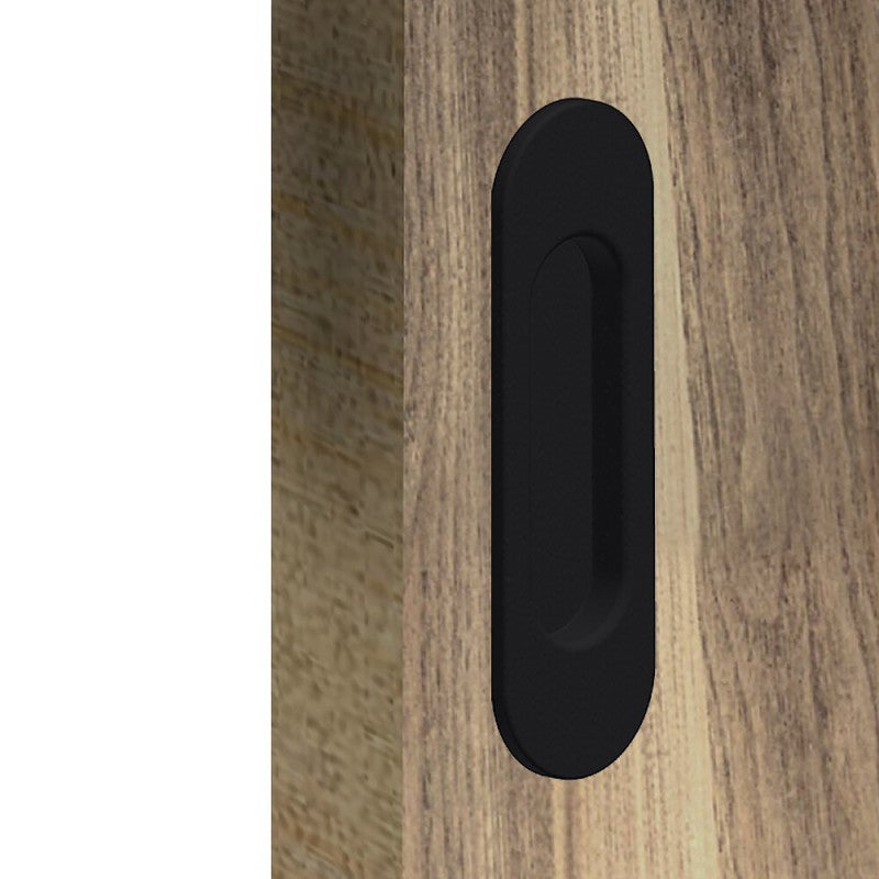 Lot de 2 poignées à encastrer ovales, acier finition noir - 4