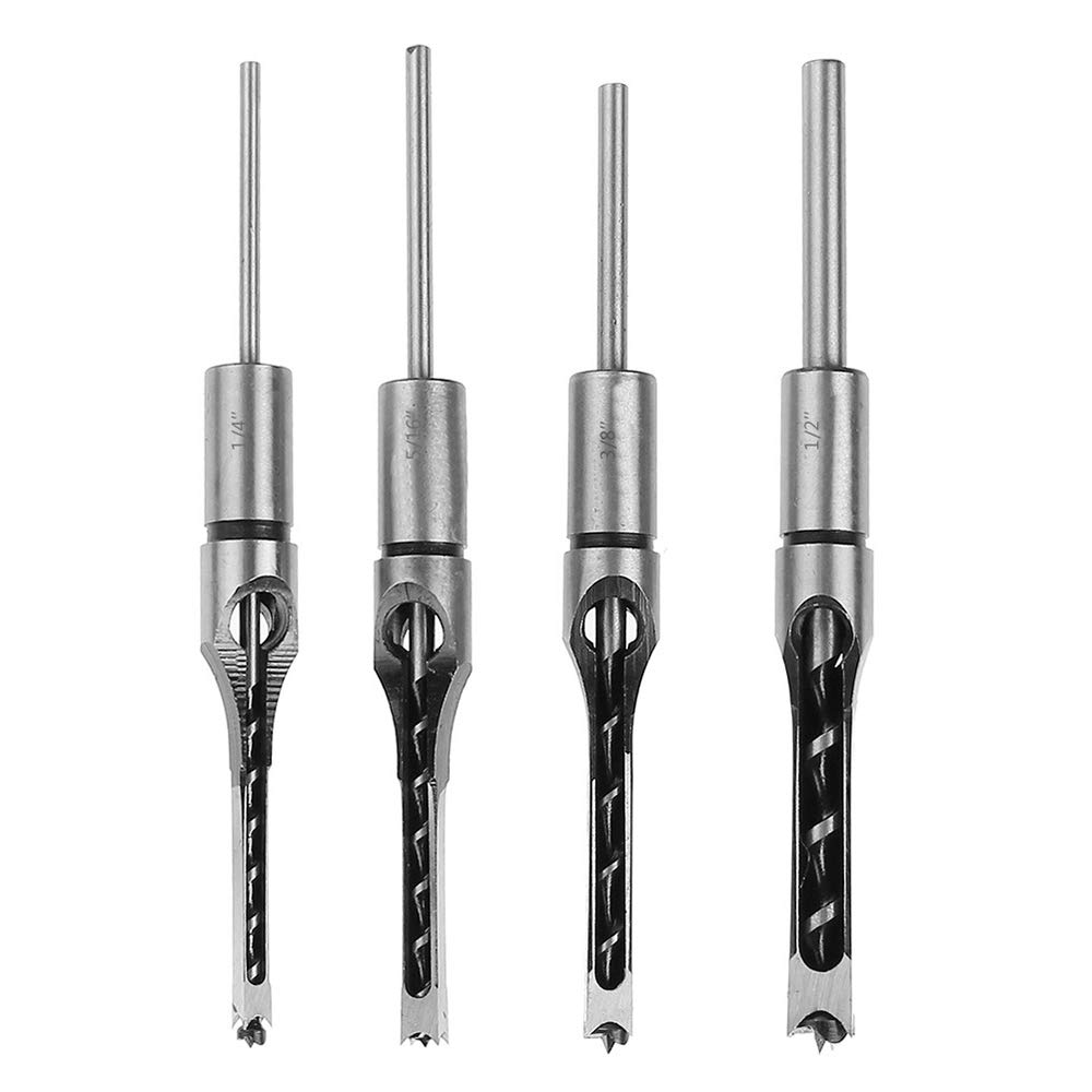 Lot De 5 Forets à Mortaiser Carré - Pour Travail Du Bois - Tailles 6mm à 12.7mm - Tige Ronde Standard