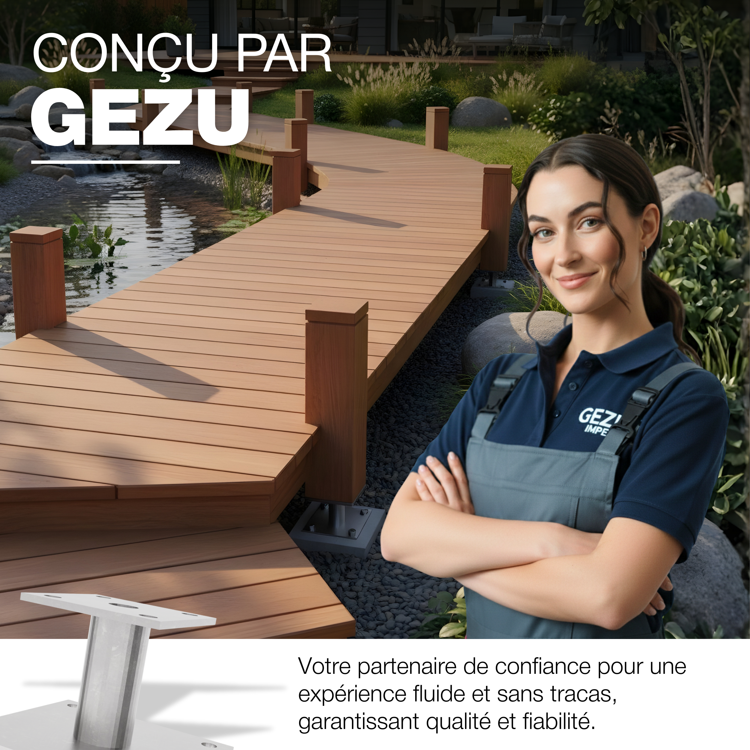 Support de poteau Galvanisé à chaud 100 x 100 mm platine poteau bois pied poteaux clôture GeZu Impex - 7