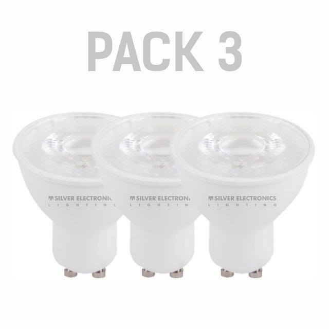 Pack x3 Bombilla LEDECO Silver Electronics Dicroica 8W GU10 3000K 700lm Luz Blanco Cálido