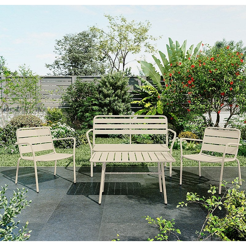 Metalowy stolik kawowy ogrodowy - Beżowy - MIRMANDE od MYLIA