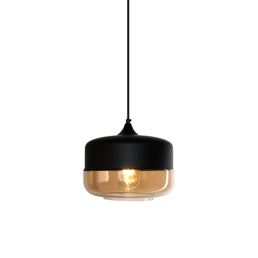 Suspension Design Cylindre Aplatie Style Retro Vintage Contemporain , Lustre Abat-jour en Verre Ajustable Luminaire Salle à manger Salon Bar,fumé - 2