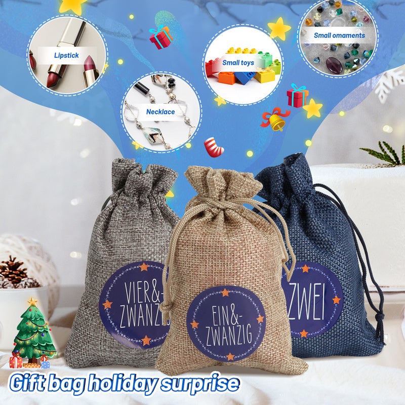 Borsa del calendario dell'Avvento,24 calendari dell'Avvento fai-da-te,borsa di stoffa del calendario dell'Avvento di Natale,borsa a sorpresa - 4