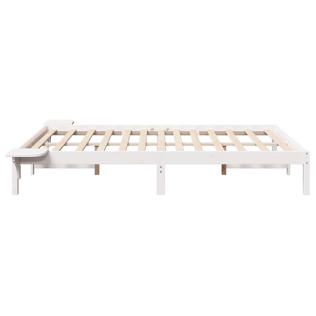 Cadre de lit blanc en pin massif pour la chambre, 150 × 200 cm - 6