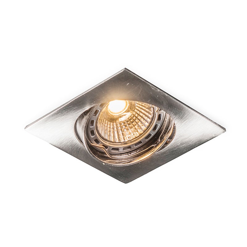 Qazqa reflektory wpuszczane - Edu Square - stal, gu10, max. 50w, kompatybilny z żarówką LED, 9cm, kwadratowy, IP20oświetlenie