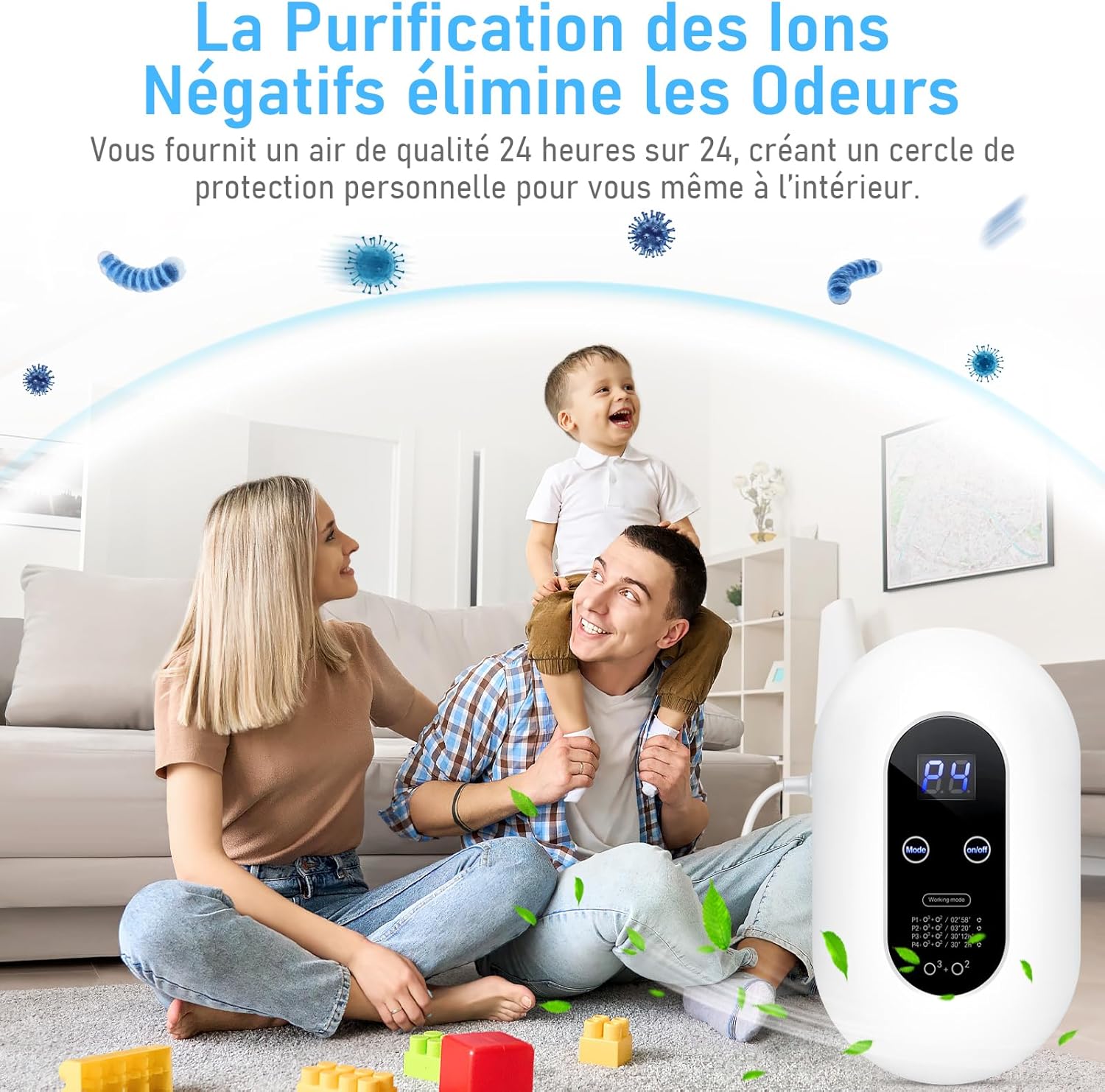 Purificador de aire, mini purificador de aire de ozono, desodorizante y para dormitorio, baño y cocina. - 4