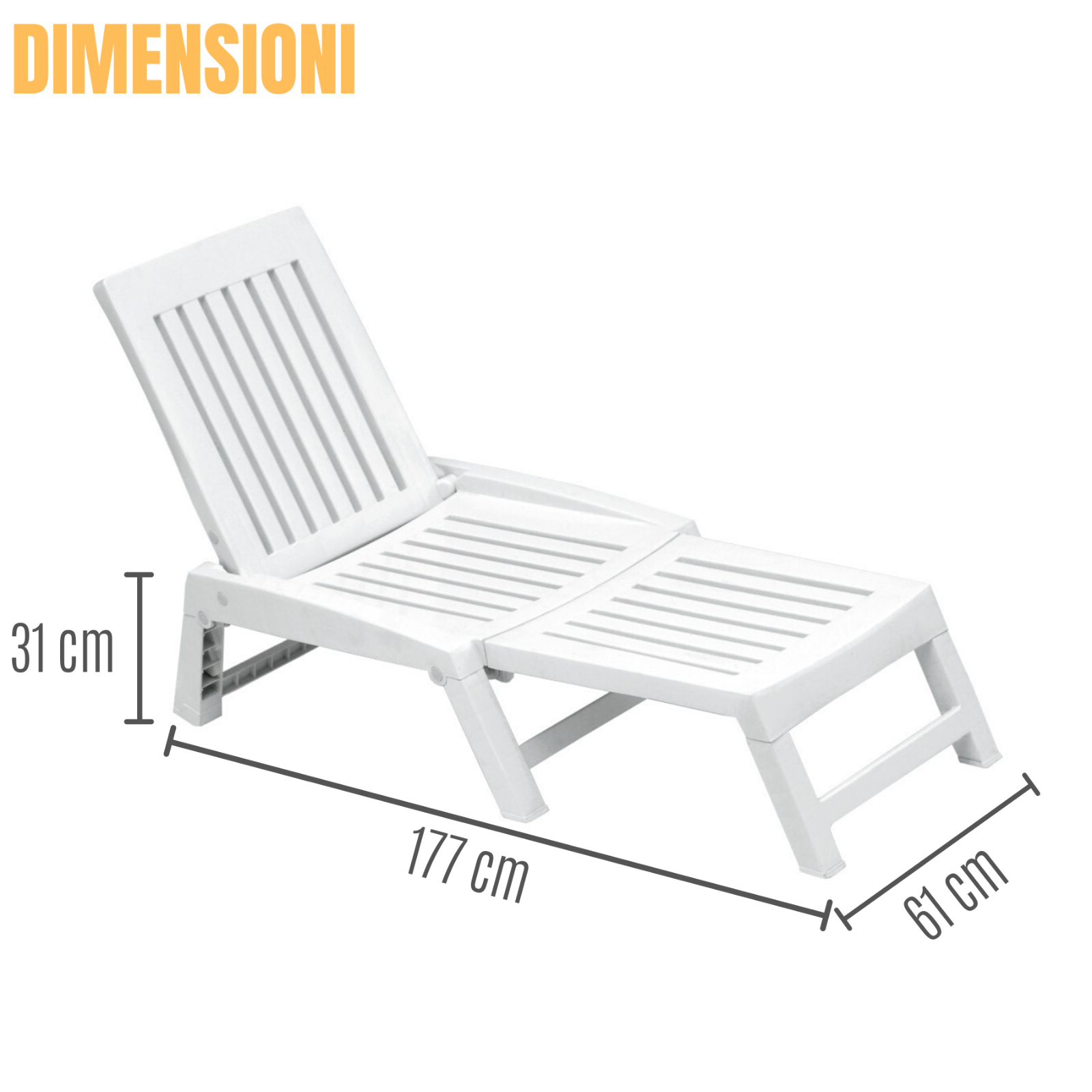 Lettino Prendisole Sdraio Pieghevole da Giardino in Resina