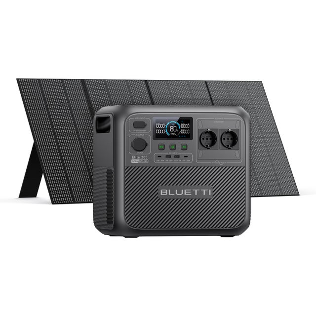 BLUETTI Elite 200 V2 Générateur Portable avec 350W Panneau Solaire, 2073,6Wh avec 2 Prises CA 2600W, Alimentation de Secours LiFePO4 pour Camping-car