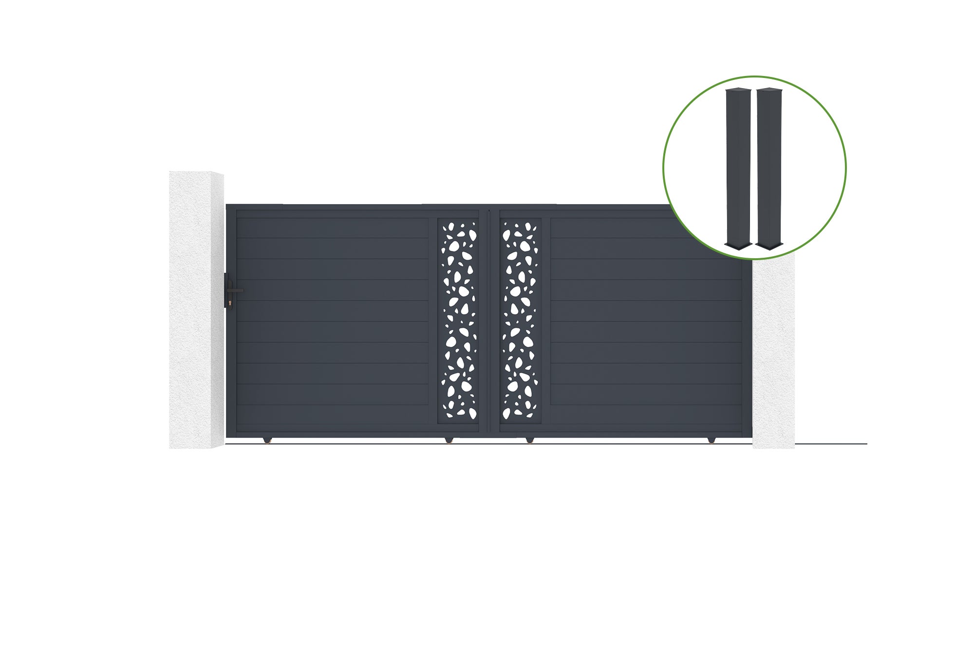 Brama przesuwna 4m VELETA wys. 180cm aluminium szare + 2 słupki 20x20cm wys. 190