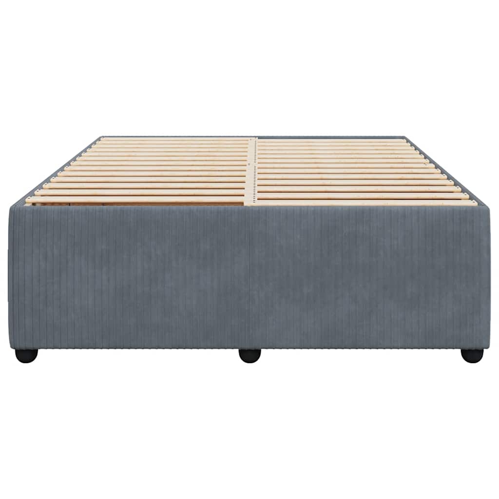 Cadre de lit sans matelas, velours, gris foncé, pour la chambre, 140 × 200 cm - 4