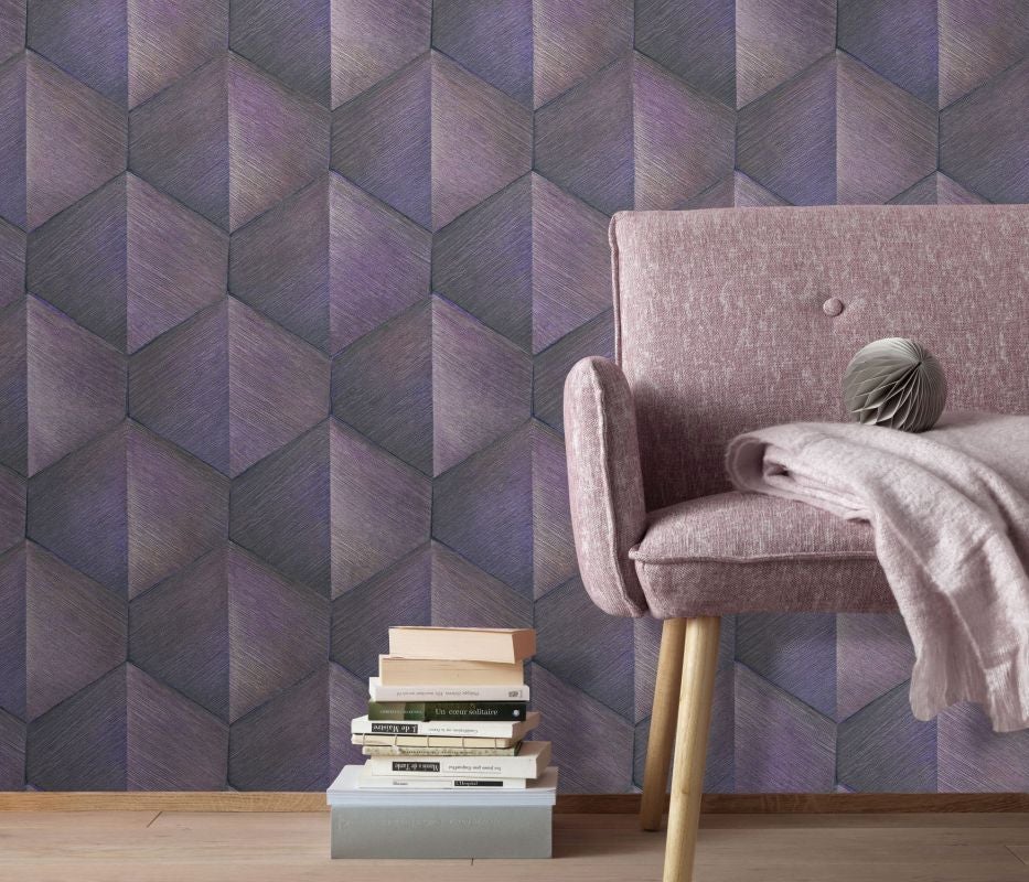 Papel Pintado No Tejido, Color Morado, Mural Cuadrado
