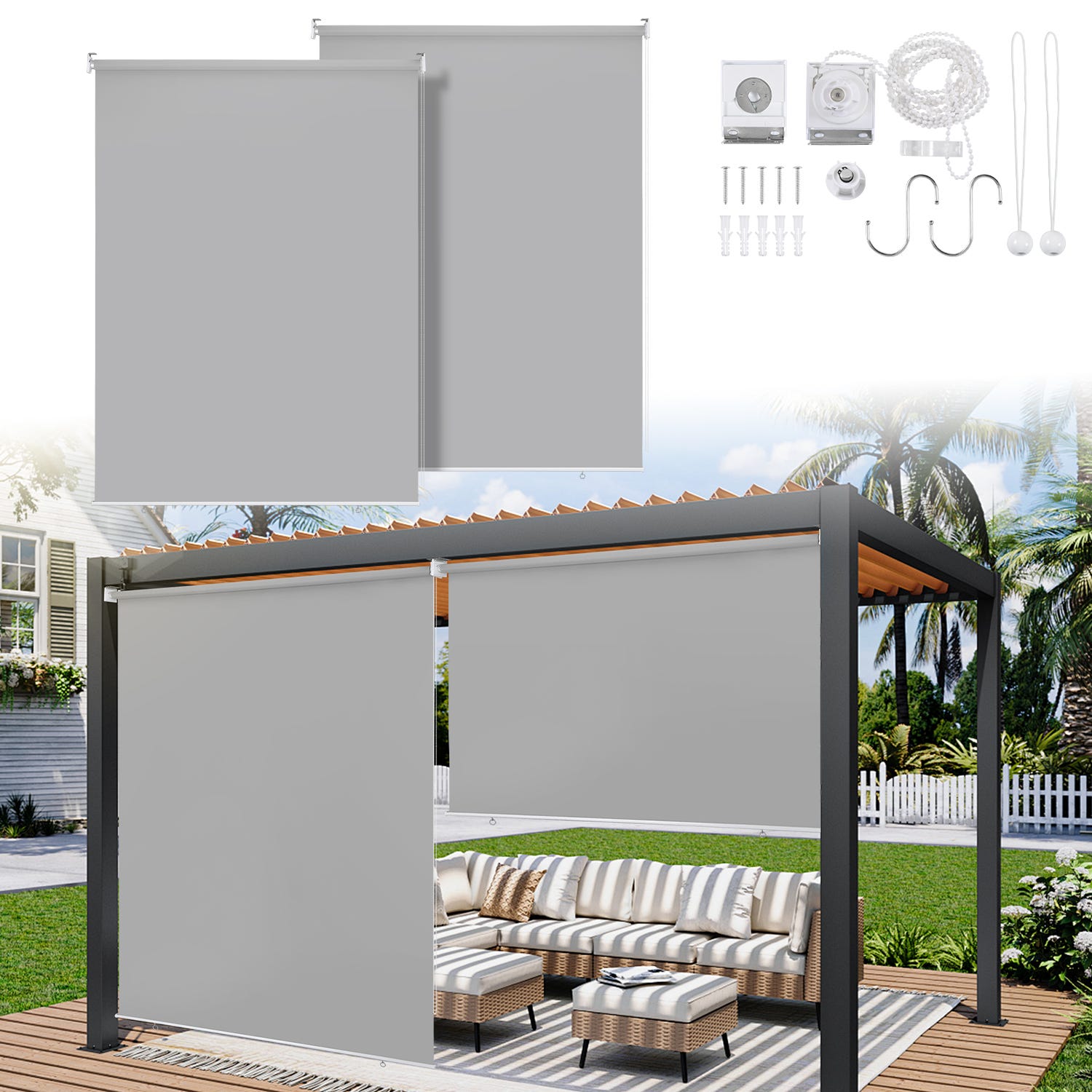 Set Di 2 Fermi Per Tende In Bambù E Finestre Bianche | Materiale POM+metallo | Blocca Cavo Per Maggiore Privacy