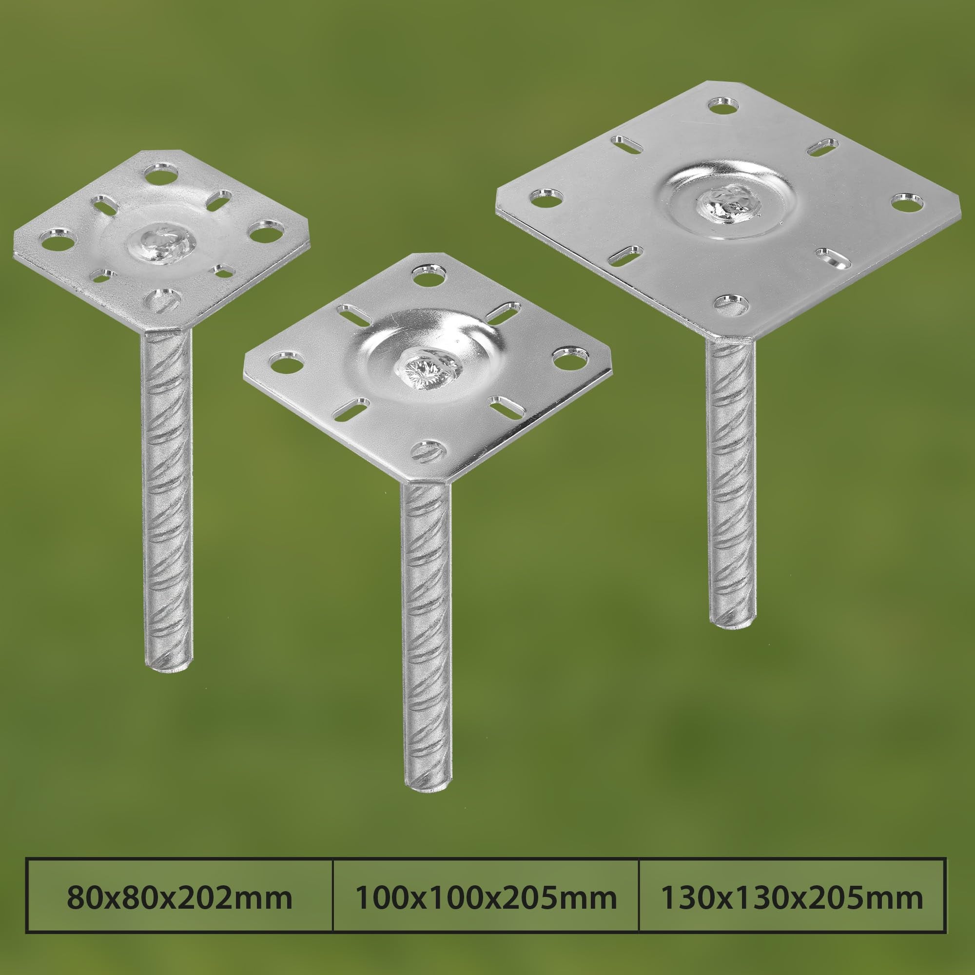 2 soportes para postes de 80x80mm de acero galvanizado en caliente para postes de madera, anclaje de hormigón para postes, zapata para postes KOTARBAU - 9