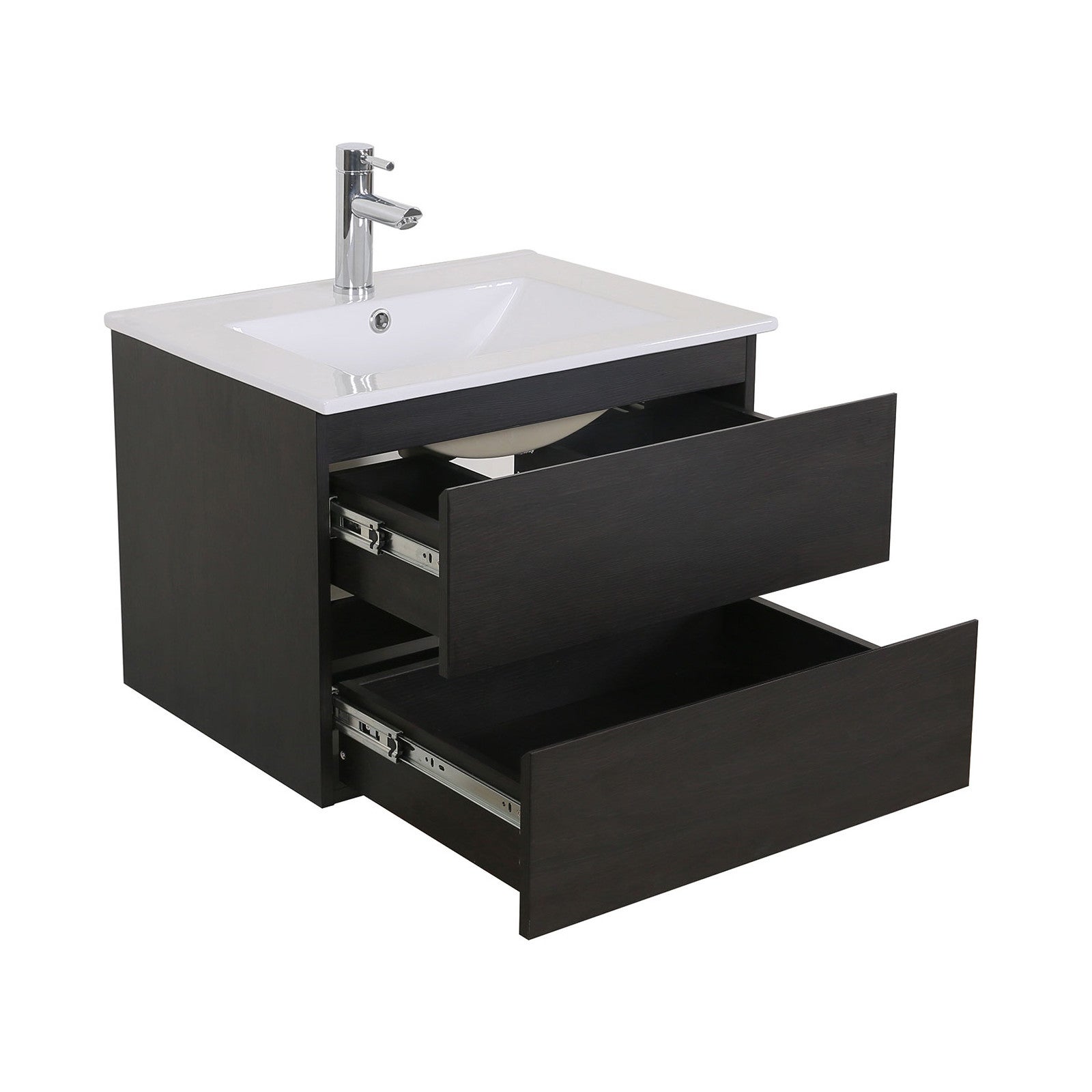 Ensemble simple vasque SORRENTO 60cm avec plan céramique et robinet noir - 4