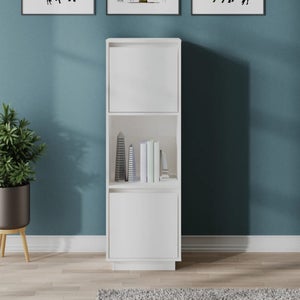 VidaXL Credenza Alta HAMAR Bianca 79x40x103,5 Cm - 4 Cassetti In Legno Massello Di Pino Per Soggiorno O Camera