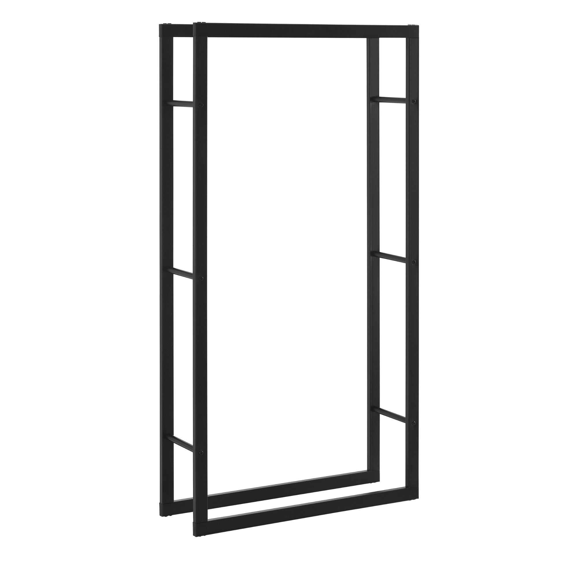 Support à Bûches En Fer Forgé 16,5" - Rangement Bois De Chauffage, Intérieur/extérieur, Noir