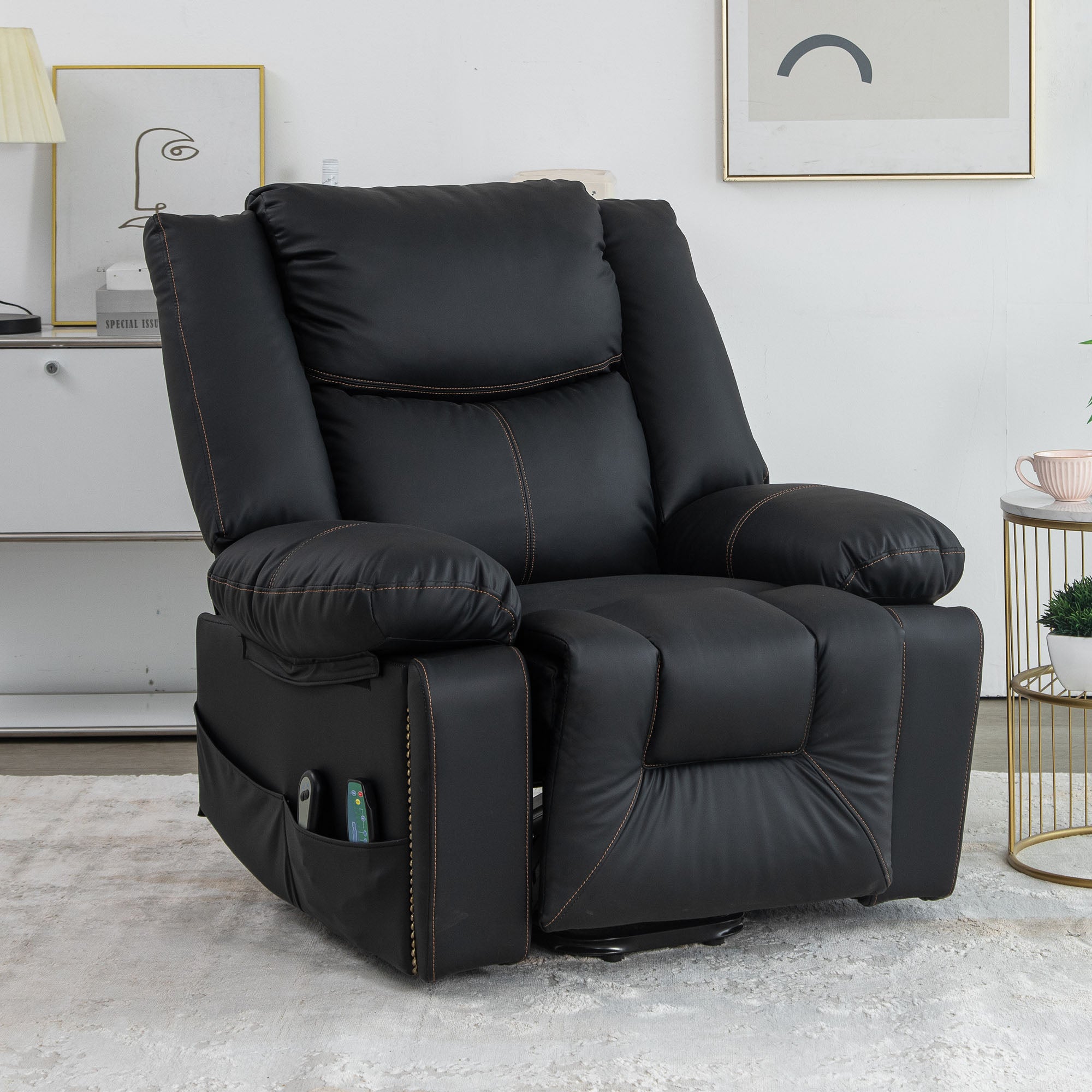 Fauteuil de massage électrique en cuir PU avec fonction de chauffage à