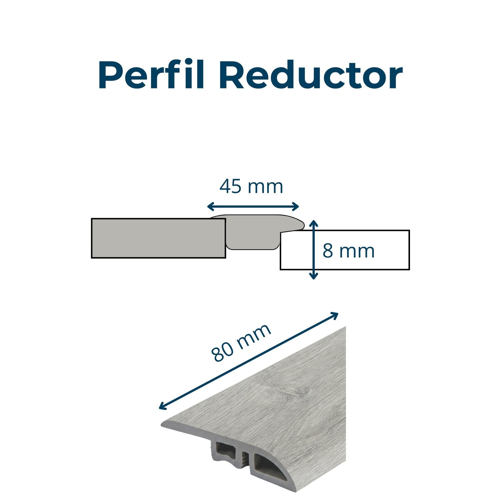 Perfil de umbral PVC Gris Perla 0,80 m | Reductor | ISOVEX - 3