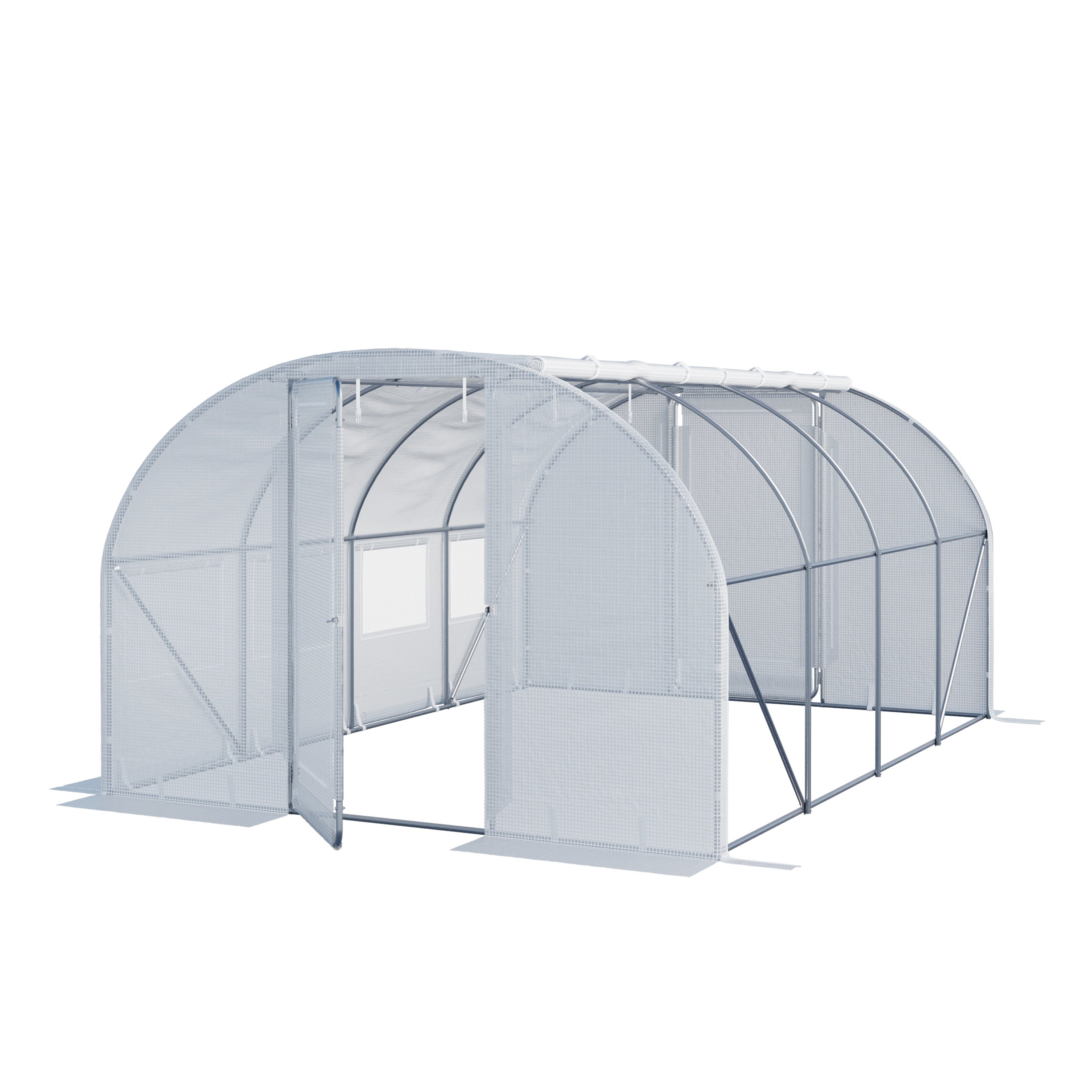 TOOLPORT Szklarnia tunelowa foliowa 3x4m Premium z obrotową konstrukcją drzwi plandeka PE 180 g/m² biała przezroczysta