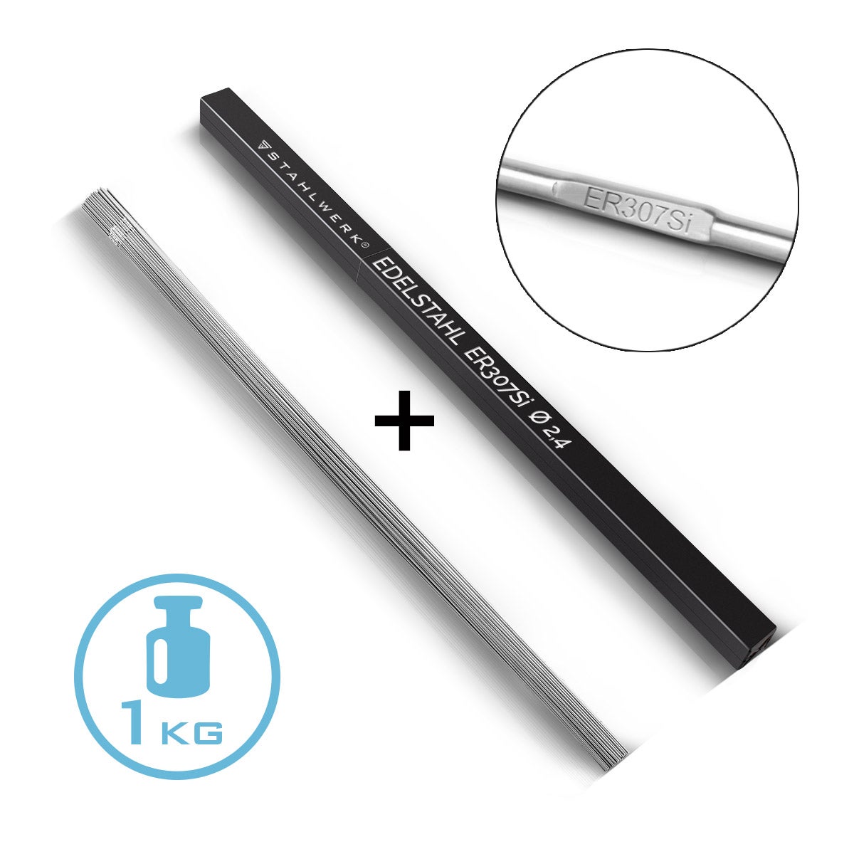 Baguettes De Soudage TIG ER307Si Acier Inoxydable - Ø2,4 Mm X 500 Mm, 1 Kg - Boîte De Rangement Incluse - STAHLWERK - 9