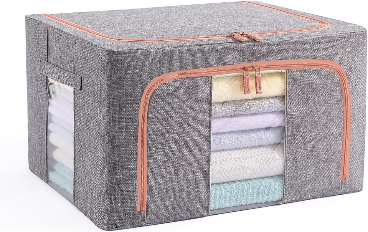 Boite Pliante Poignées Boîte De Rangement Pliable TUKA-i-AKUT 55 L - Transparente Rose, Avec Couvercle Et Poignées, Empilable, Dimensions 51,5x38x28,5 Cm Caisse Pliable