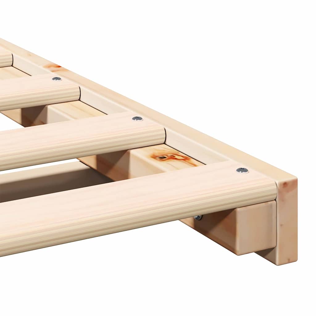 Cadre de lit en pin massif marron pour la chambre, 200 × 210 cm - 8