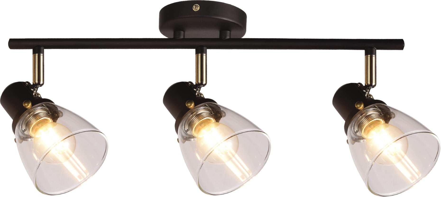 Lampa sufitowa wisząca Vintage złoto-czarna 3xE14x25W wym: 17 x 59 x 15 cm szkło Kaja