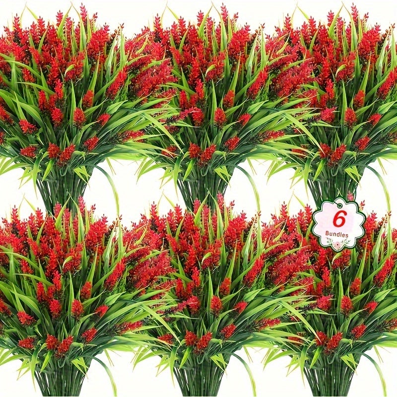 Piante artificiali da esterno KAKET, resistenti ai raggi UV, fiori sintetici, 6 fiori, adatte per matrimoni, finestre o decorazioni autunnali - Rosso | Leroy Merlin