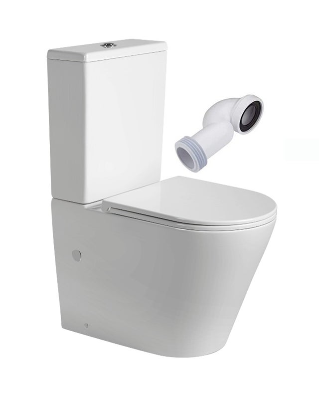 WC Inodoro Completo Redondo Blanco Brillo | Inodoro Tanque Bajo con Cisterna y Asiento Extrafino