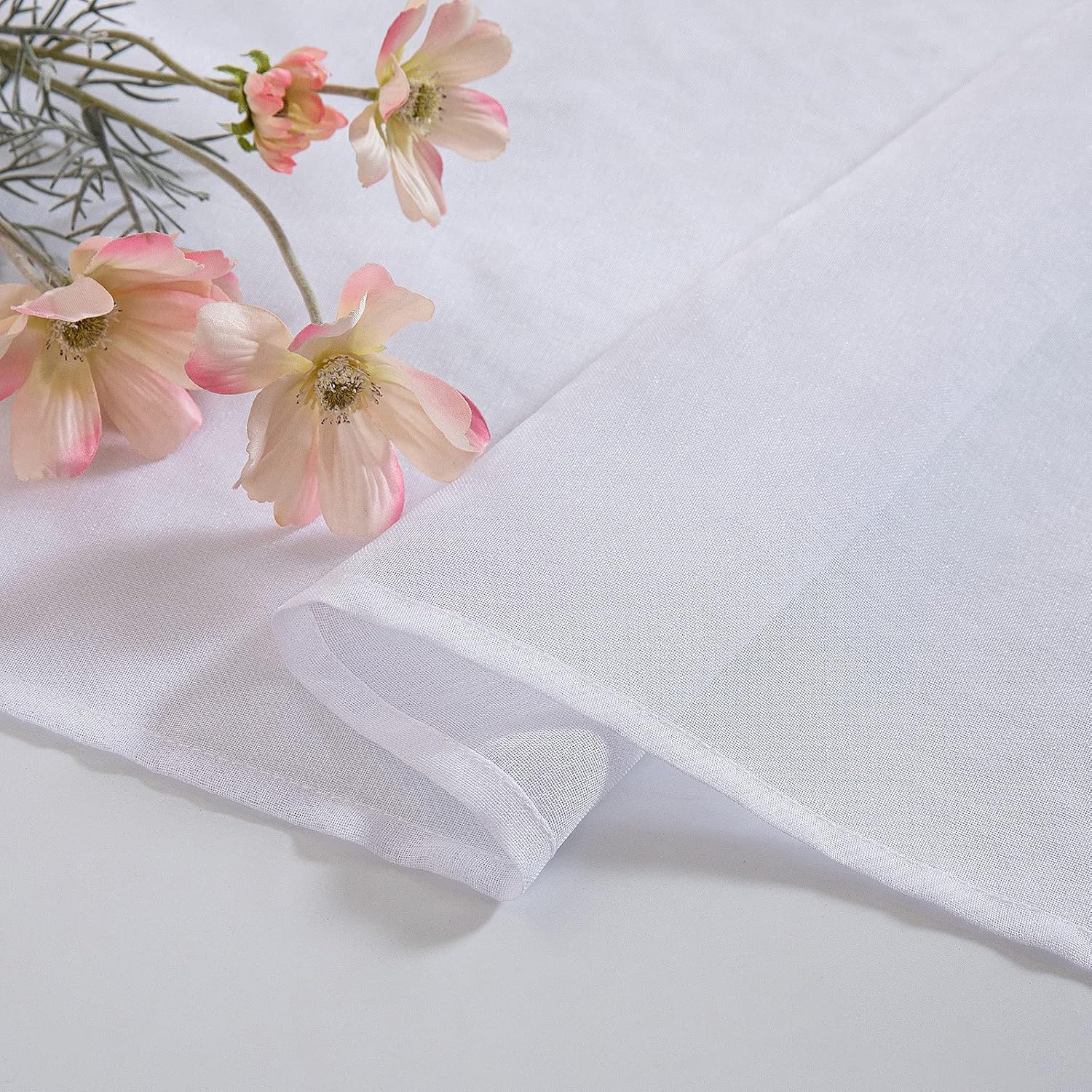 Komplet 4 zasłon z przelotkami, półzaciemniające do sypialni i salonu, 134 x 240 cm, kolor biały - 4