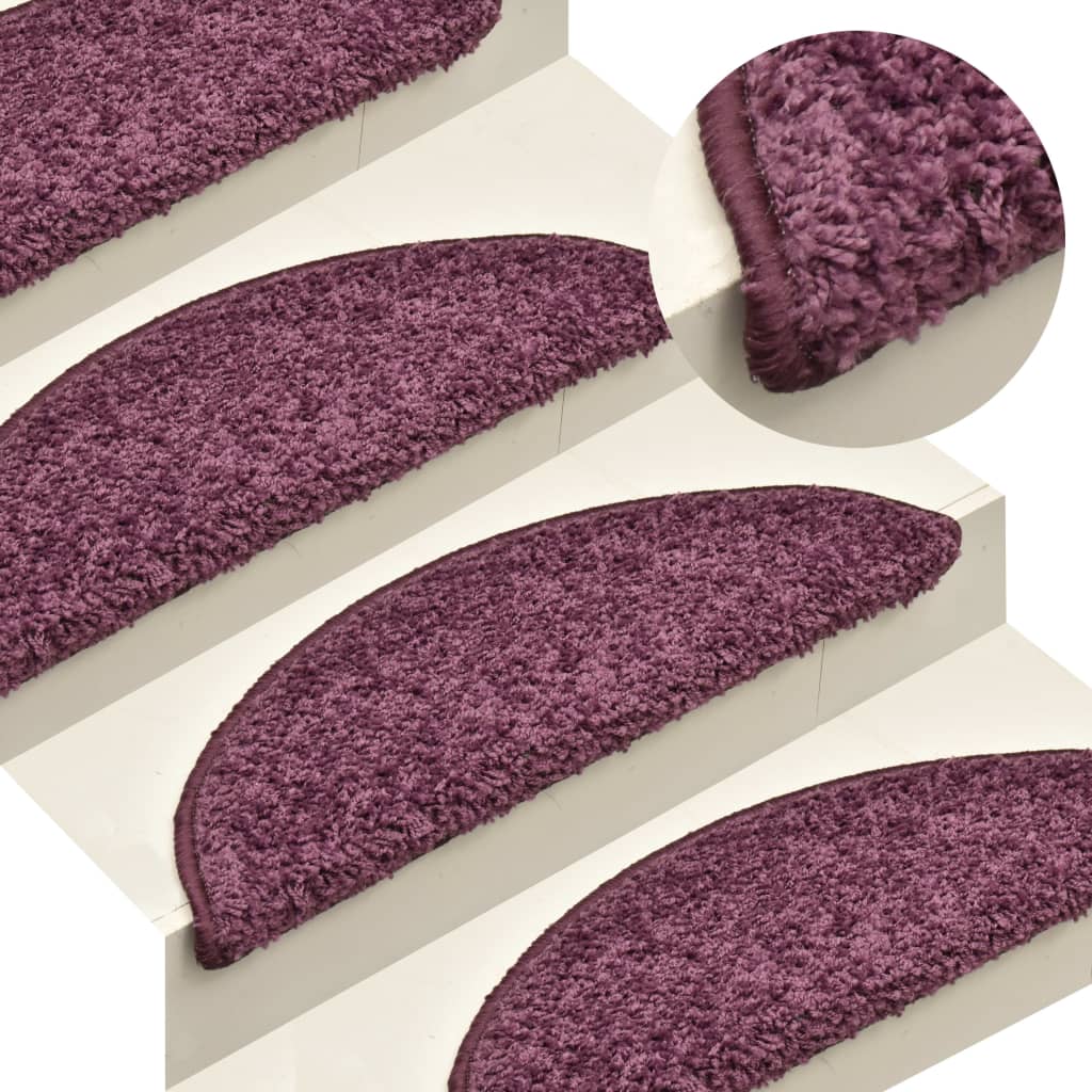 Alfombra de peldaño de escalera 15 uds | alfombras de escalera | tapetes de escalera morado oscuro 56x17x3 cm cfw310778
