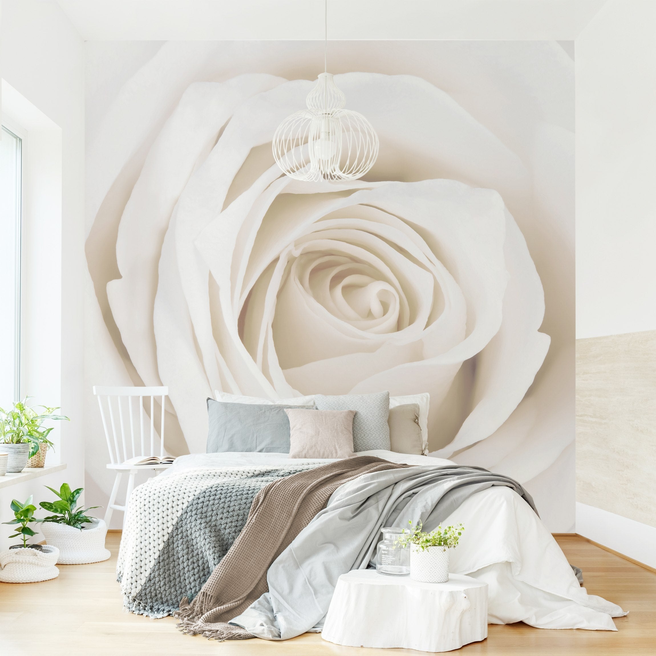 Papel pintado fotomural flores romántico rústico rosa 95 - salón dormitorio cocina pasillo - tnt 240 x 240 cm premium