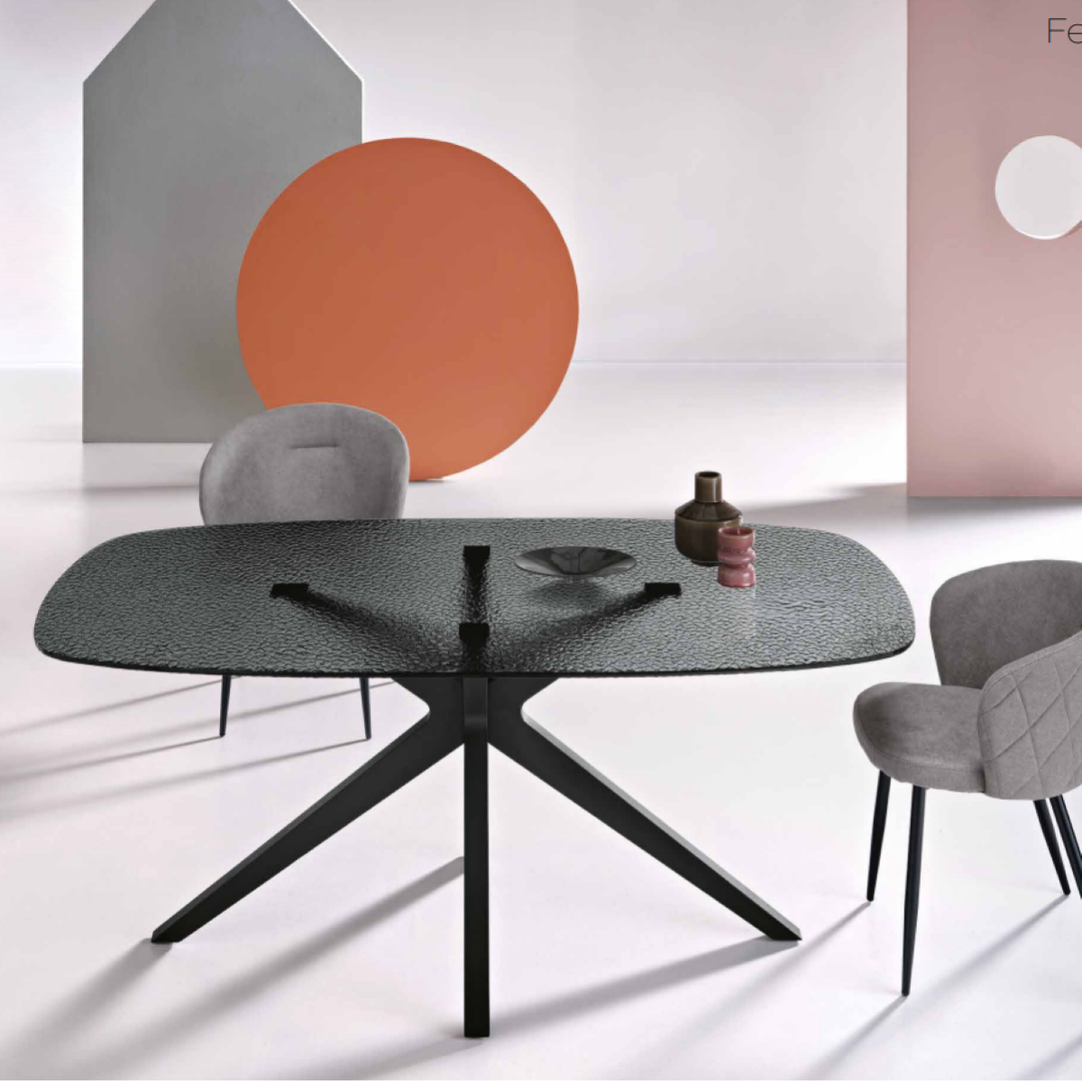 Vetro Fume Tavolo Vetro Gambe Nere Tavolo Rettangolare