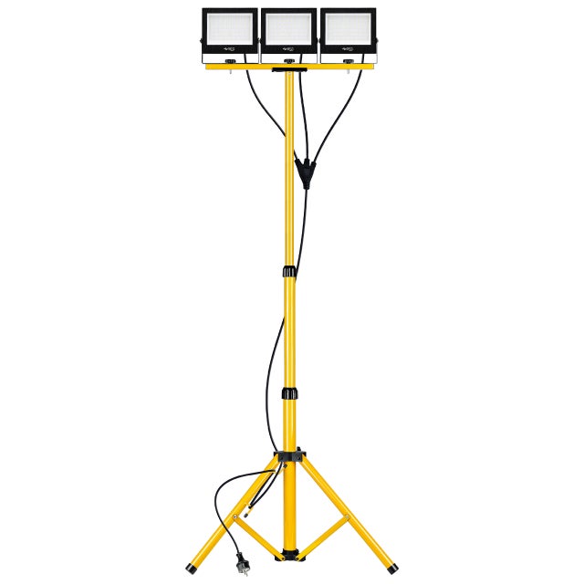 Halogen naświetlacz LED zestaw Tiga 3x 50W statyw lampa IP65 4500K roboczy wtyczka żółty MasterLED