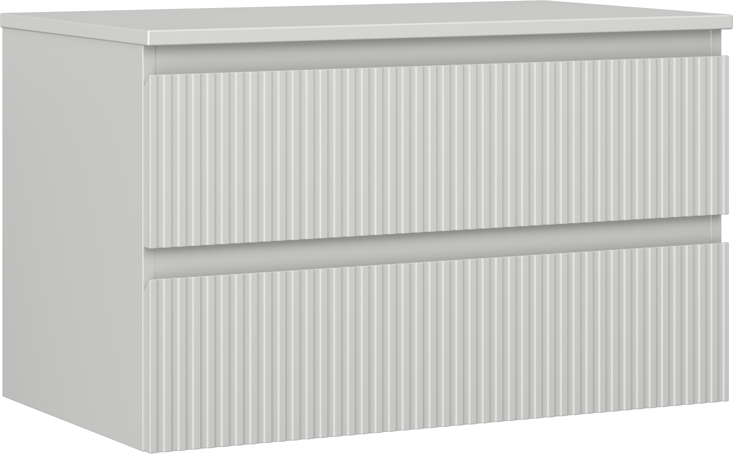 Mexen Rivel szafka łazienkowa podumywalkowa 80 cm z blatem, 2 szuflady, ryflowana , szara mat - 91A20-08047-2-BFFC62