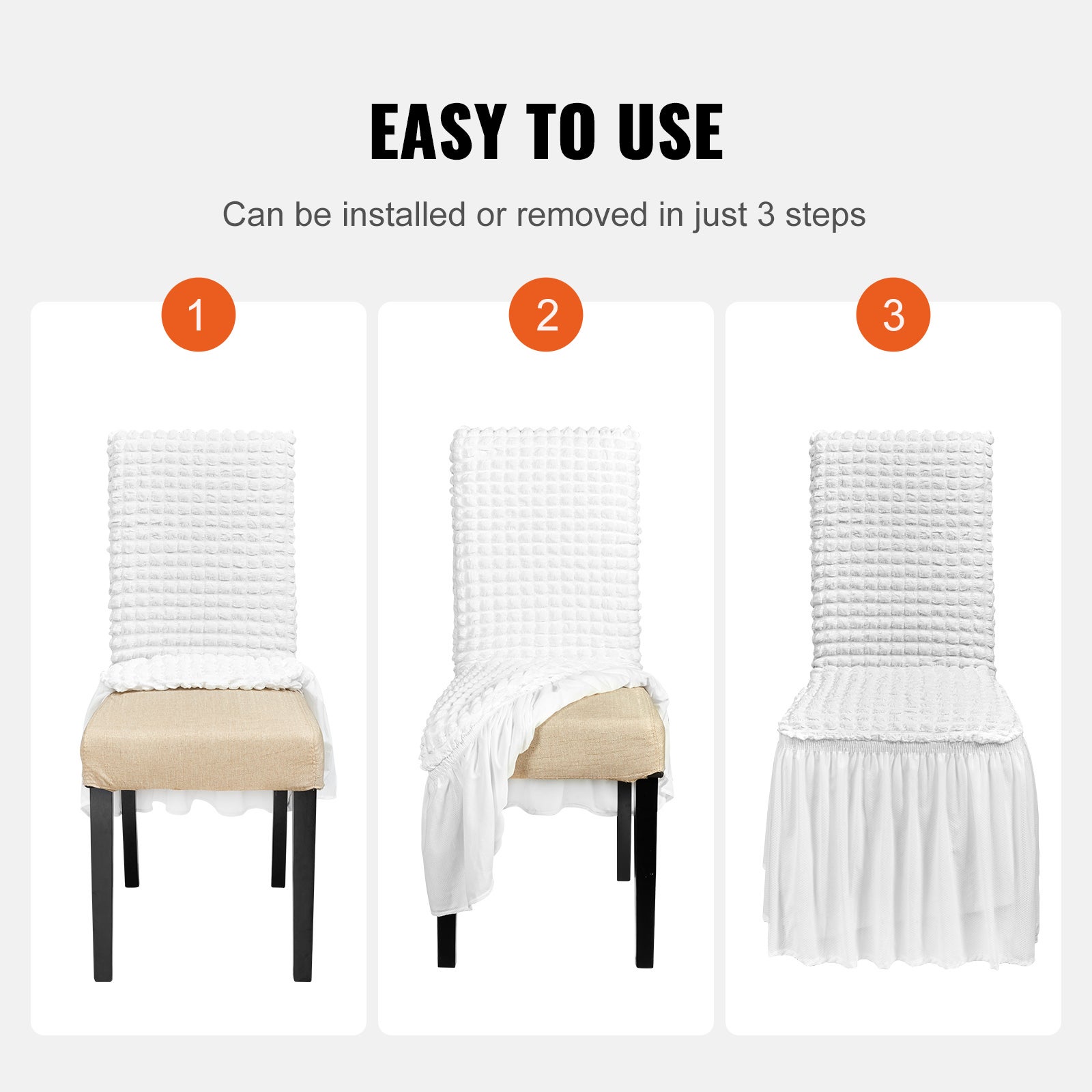 Housses de chaise extensible,SucceBuy housse universelle ajustée avec jupe,amovible et lavable pour mariage,vacances - 7