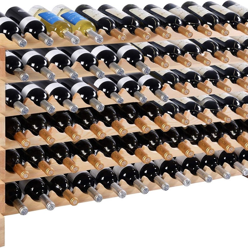 Drewniany regał na wino, można układać w stos, regał na 72 butelki, stojak na wino z 6 poziomami, regał drewniany, baru, piwnicy, 119 x 29 x 72 cm