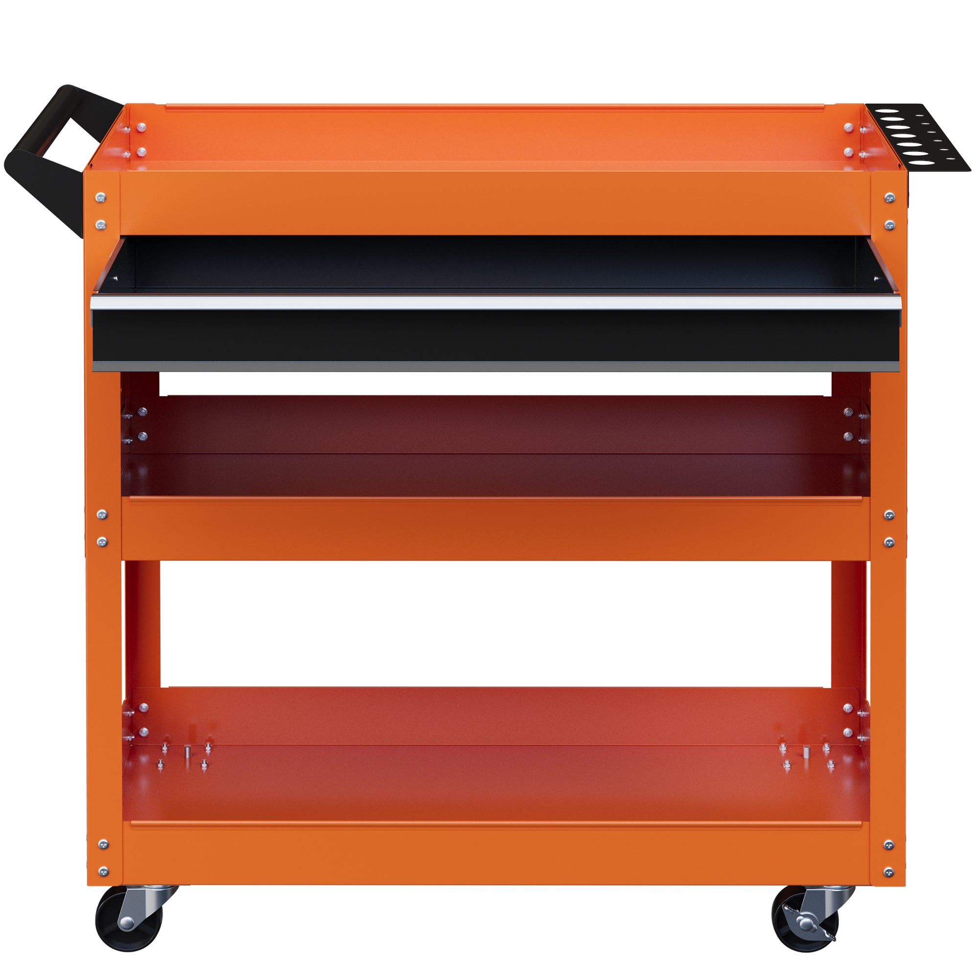 Carrello Porta Attrezzi Con 3 Ripiani E Cassetto - Mobile Per Garage Con Ruote E Freni (Blu, 82x35x76 Cm)