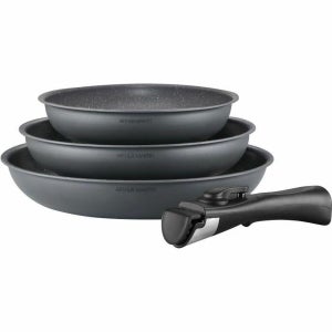 San Ignacio Set 3 padelle (18+20+24cm) salvaspazio in alluminio per induzione linea Click&Cook