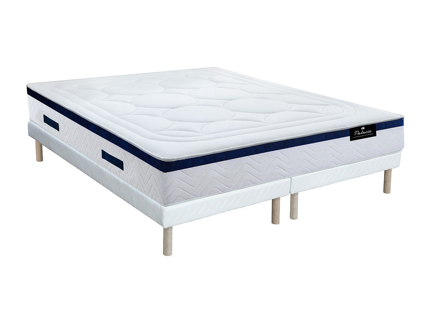 Komplet stelaż + materac hybrydowy na sprężynach kieszeniowych i pamięć kształtu z naszywką MARQUIS marki DREAMEA - gr. 30 cm - 180 x 200 cm -
