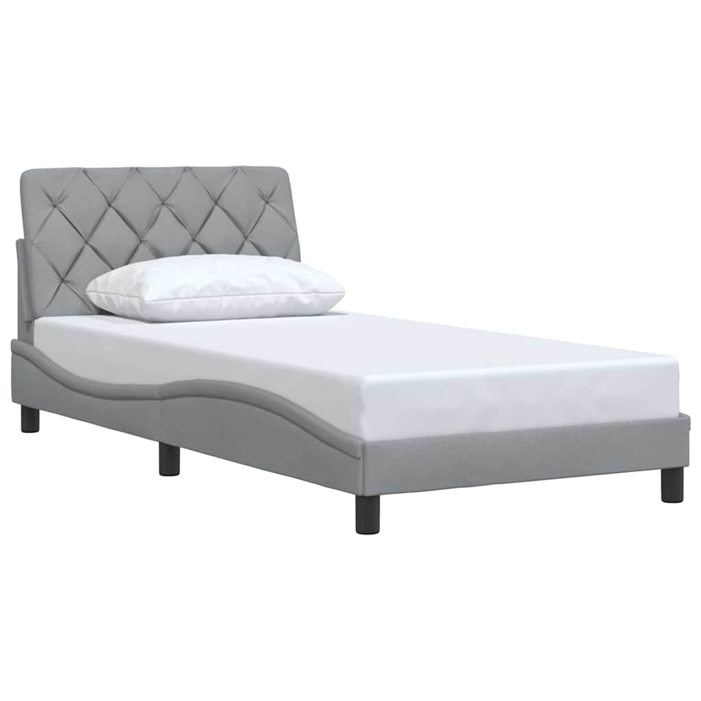 Cadre de lit sans matelas, en tissu, gris clair, pour la chambre, 100 × 200 cm - 3