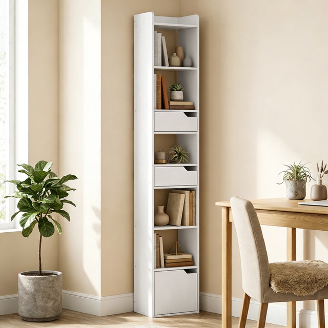 Estantería para Libros HOMCOM Melamina de Madera Blanco 32x24x181.5 cm