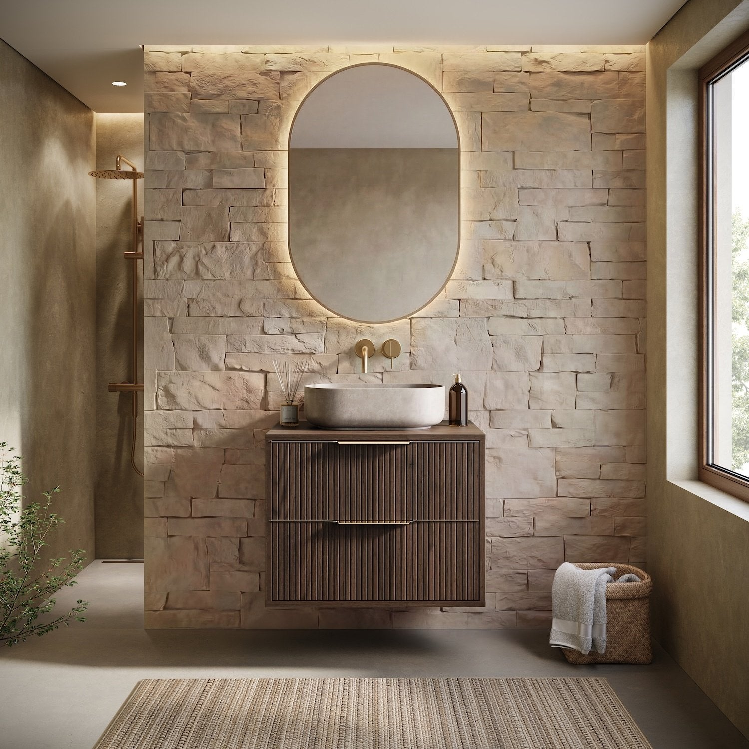 Meuble sous-vasque Rimini 60 cm - Noyer brun - Meuble de salle de bain avec tiroirs - 5