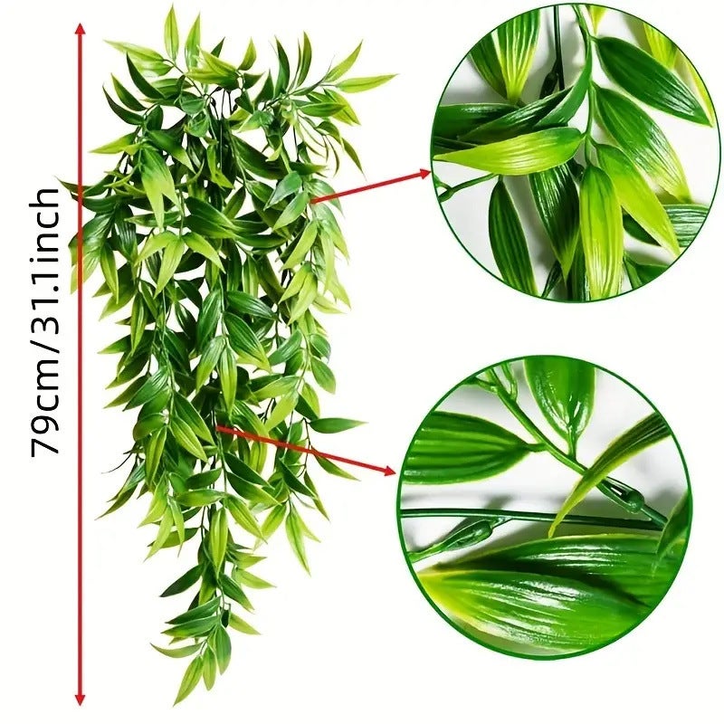4 plantas colgantes artificiales de 79 cm, resistentes a los rayos UV, realistas, con hojas colgantes artificiales para el hogar y el exterior. - 2
