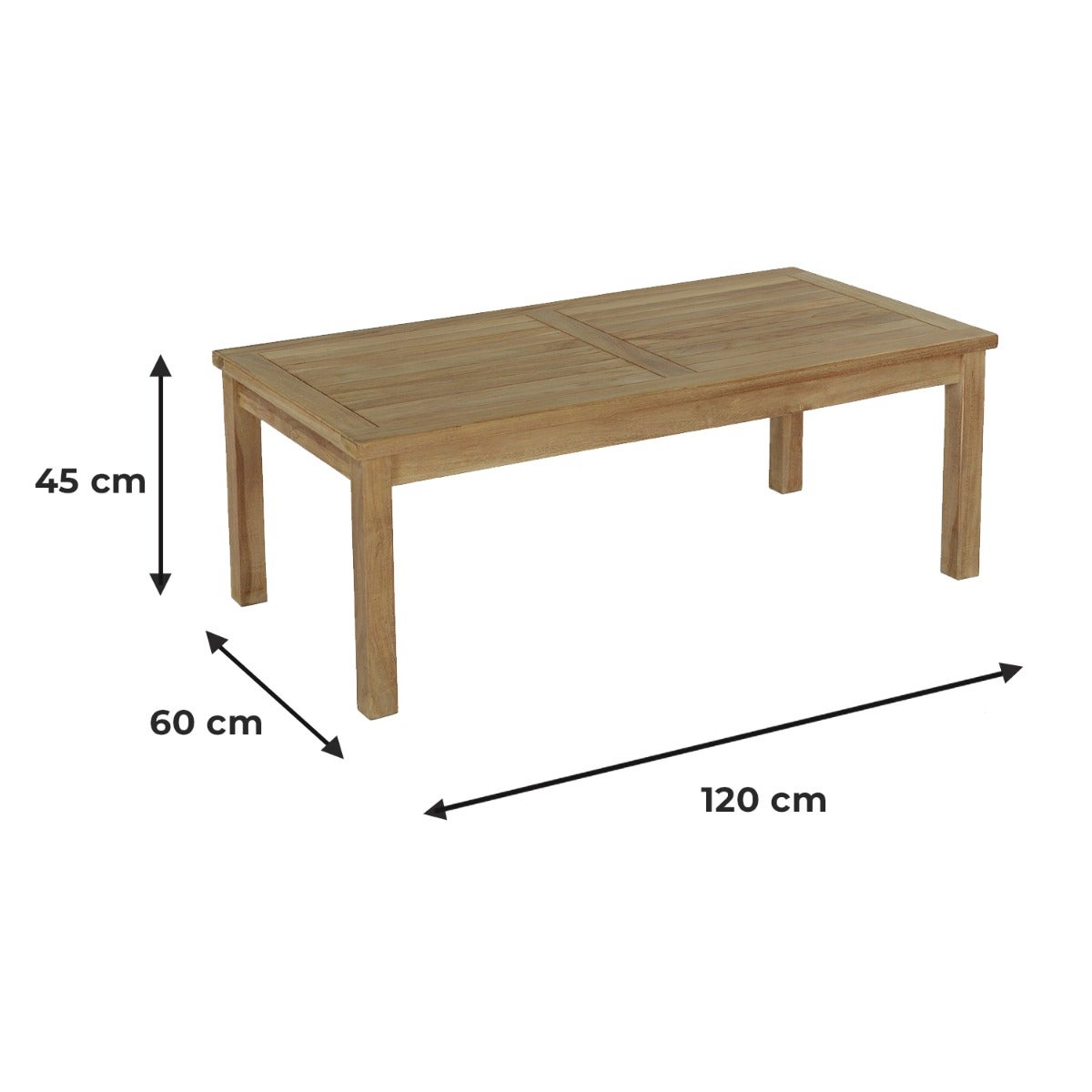 Table basse rectangulaire en teck massif Coffee 120 x 60 cm - 6